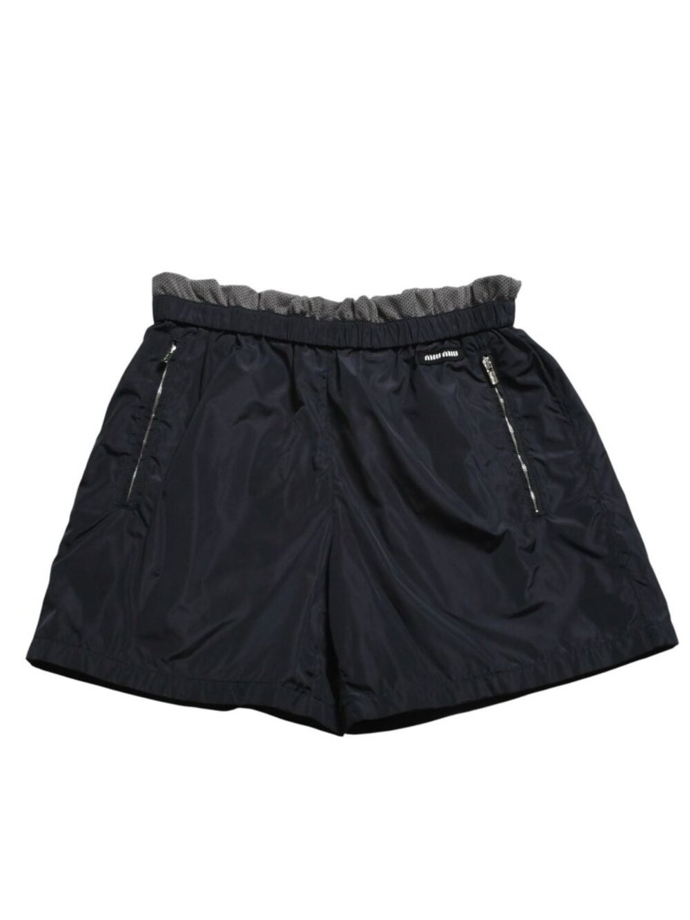 Miu Miu Nylon Pants Shorts Navy Gray Silver
